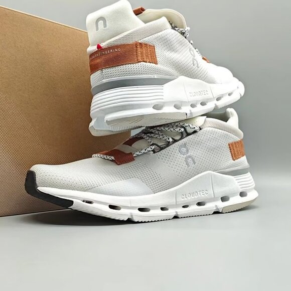 On Running White and Brown Athletic Shoes - Picture 5 of 6